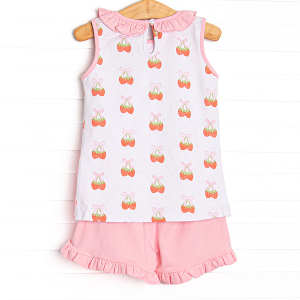 Strawberry Bundles Ruffle Short Set, Pink