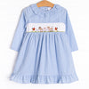 Barn Buddies Smocked Dress, Blue