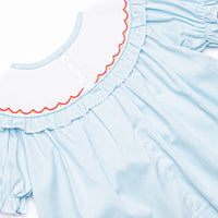 Autumn Gobbles Smocked Bishop Dress, Blue Pique