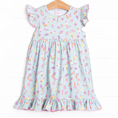 Beat the Heat Treat Flutter Sleeve Dress, Green