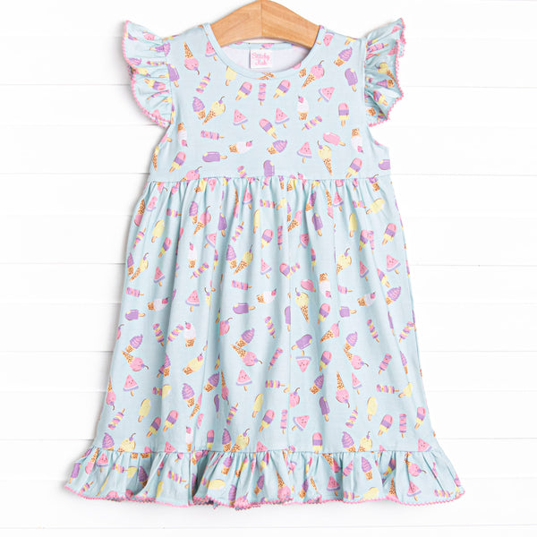 Beat the Heat Treat Flutter Sleeve Dress, Green