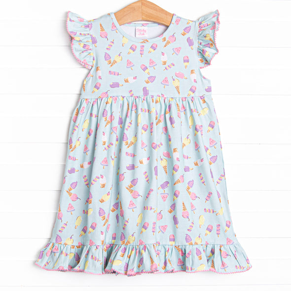 Beat the Heat Treat Flutter Sleeve Dress, Green