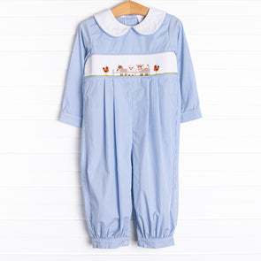 Barn Buddies Smocked Romper, Blue