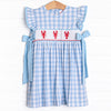 Off Land Lobster Smocked Side Tie Dress, Blue