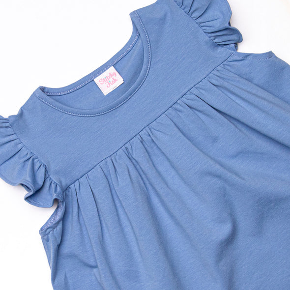 Deep Blue Discovery Ruffle Short Set, Blue