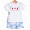Off Land Lobster Smocked Short Set, Blue
