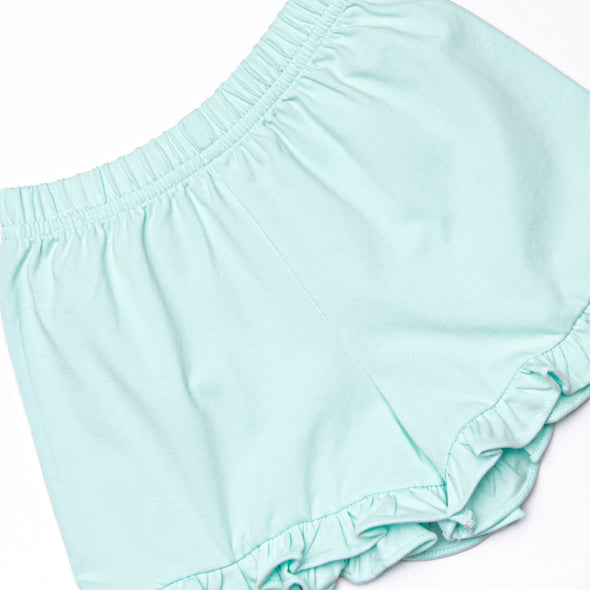 Pippa Flutter Sleeve Short Set, Mint and Light Pink Stripe