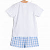 Off Land Lobster Smocked Short Set, Blue