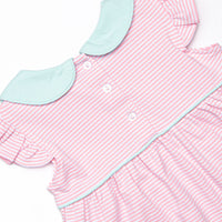 Pippa Flutter Sleeve Short Set, Mint and Light Pink Stripe