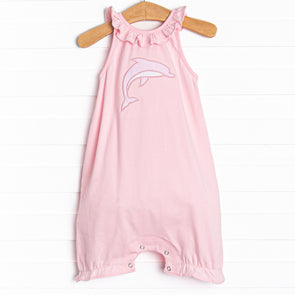 Flips and Tricks Applique Bubble Romper, Pink