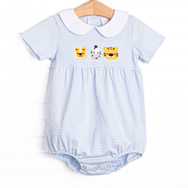 Savanna Stripes Embroidered Bubble, Blue