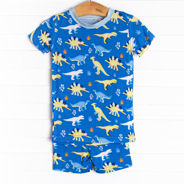 Prehistoric PJ's Bamboo Pajama Short Set, Blue