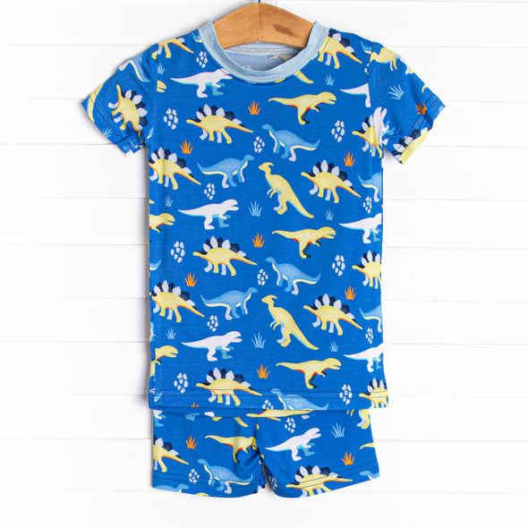 Prehistoric PJ's Bamboo Pajama Short Set, Blue