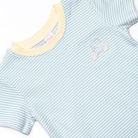 Course Cruisin' Pima Embroidered Short Set, Yellow and Mint Stripe