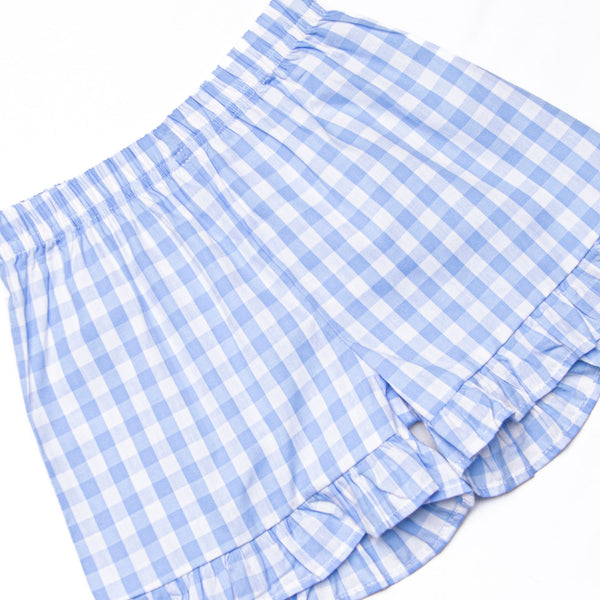 First Day Favorites Embroidered Ruffle Short Set, Blue
