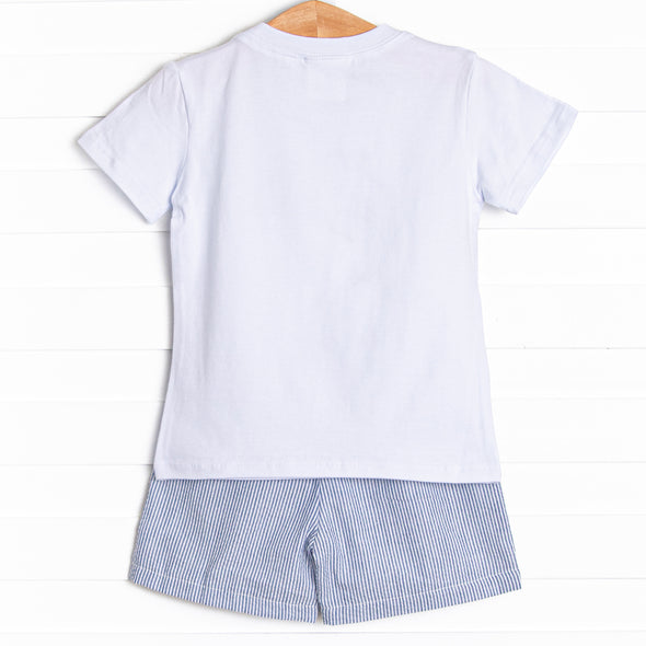 Flips and Tricks Applique Short Set, Blue