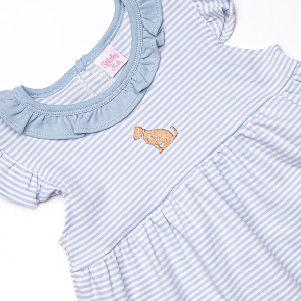 Playtime Pal Pima Embroidered Bubble, Light Blue Stripe
