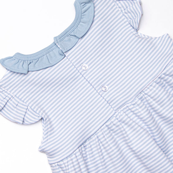 Playtime Pal Pima Embroidered Bubble, Light Blue Stripe