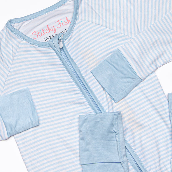Sleepy Stripes Bamboo Zippy Pajama, Blue