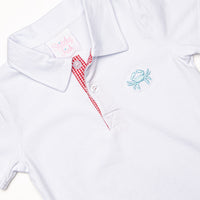 Blue Crab Embroidered Short Set, Red