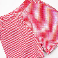 Blue Crab Embroidered Short Set, Red
