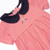 At the Ballpark Pima Embroidered Collared Bubble, Red Stripe