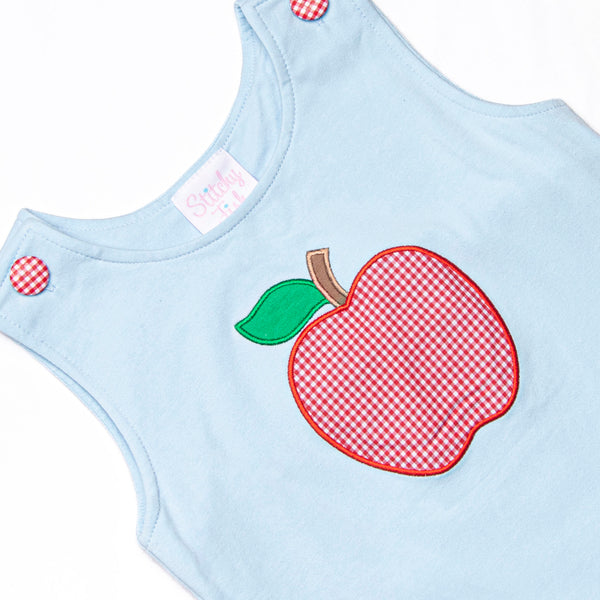 An Apple a Day Applique Jon Jon, Blue and Red