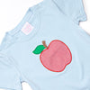 An Apple a Day Applique Short Set, Blue and Red