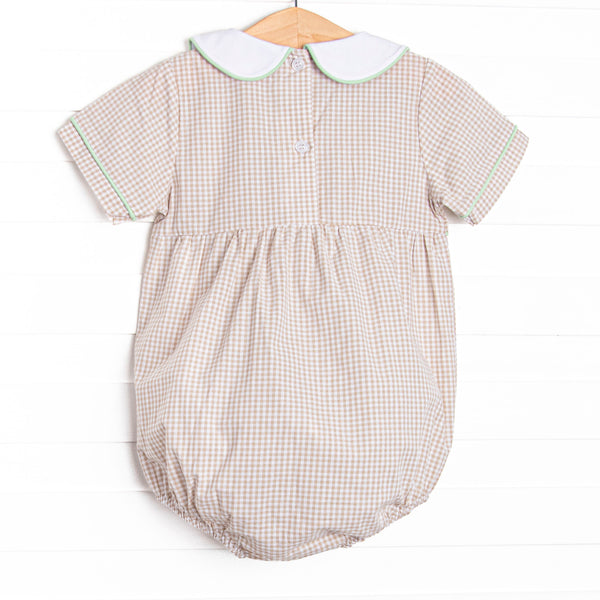 Tailfeather Craze Trio Embroidered Bubble, Tan Gingham