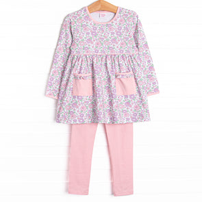 Bellflower Beauty Legging Set, Pink Floral