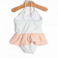 Coastal Coral Skirted One Piece, Blue
