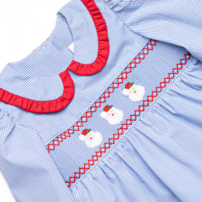 Christmas Claus Smocked Legging Set, Blue