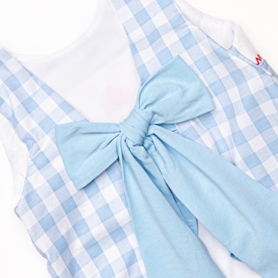 Off Land Lobster Smocked Ruffle Short Set, Blue