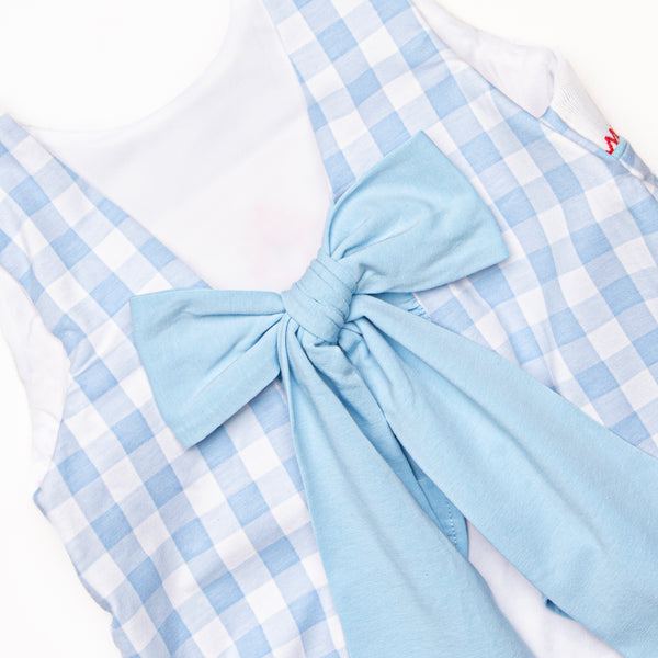 Off Land Lobster Smocked Ruffle Short Set, Blue