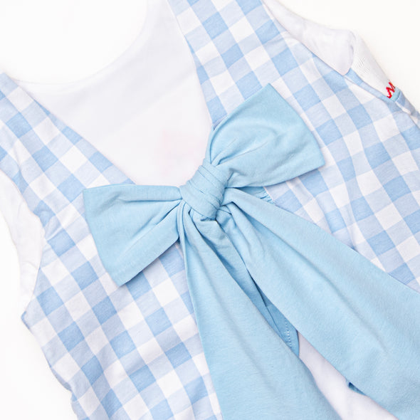 Off Land Lobster Smocked Ruffle Short Set, Blue