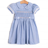 Bleu: Sellers Smocked Dress, Blue Gingham