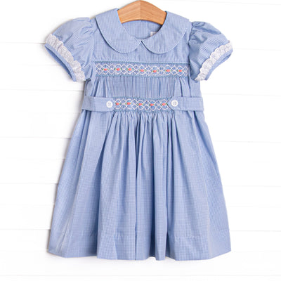 Bleu: Sellers Smocked Dress, Blue Gingham