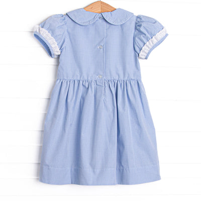 Bleu: Sellers Smocked Dress, Blue Gingham