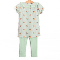Tailfeather Craze Embroidered Legging Set, Green Gingham
