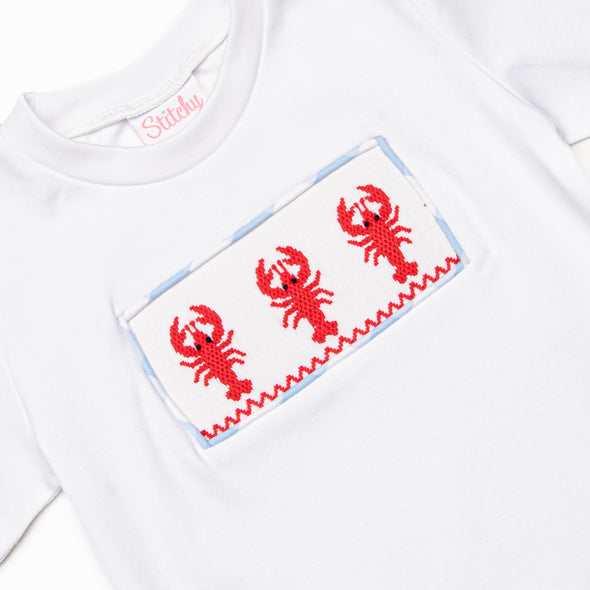 Off Land Lobster Smocked Short Set, Blue