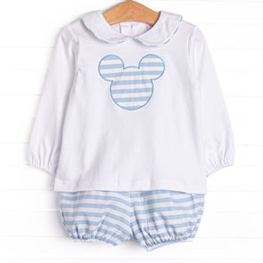 Mouse Memories Long Sleeve Bloomer Set, Blue