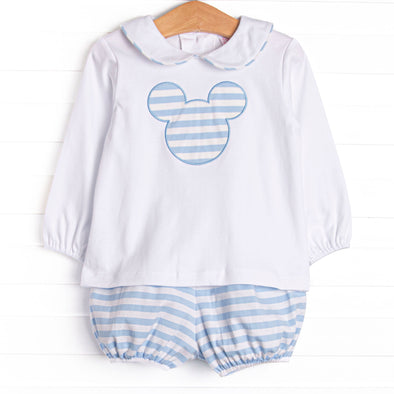 Mouse Memories Long Sleeve Bloomer Set, Blue