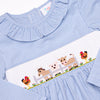 Barn Buddies Smocked Dress, Blue