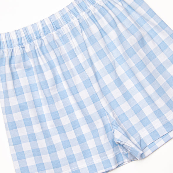 Off Land Lobster Smocked Short Set, Blue