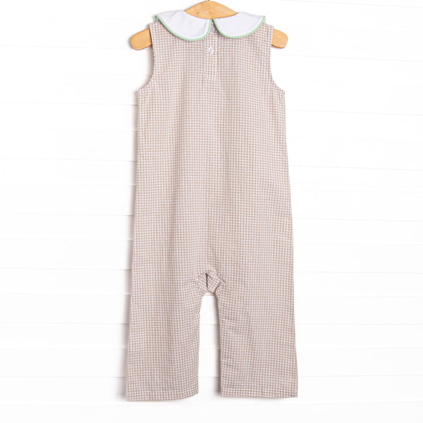 Tailfeather Craze Trio Embroidered Jon Jon, Tan Gingham