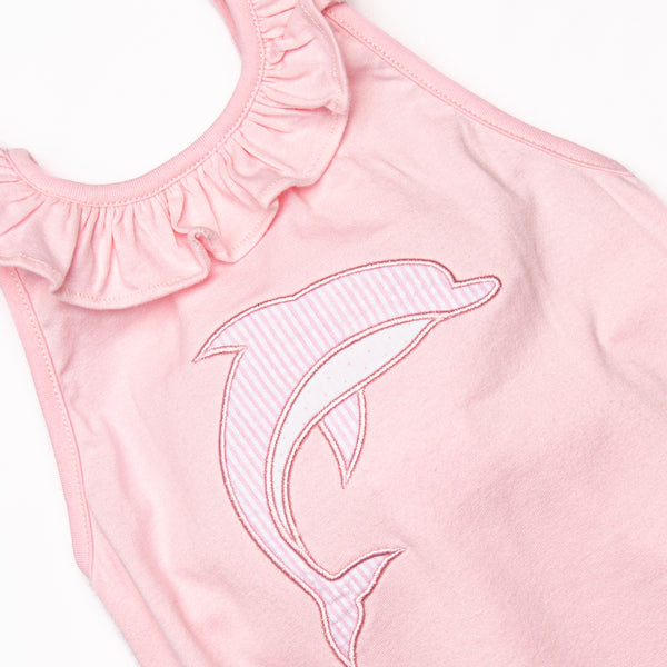 Flips and Tricks Applique Bubble Romper, Pink