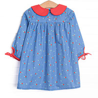 Persian Blue Petals Collared Dress, Blue
