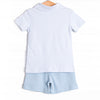 Playtime Pal Pima Embroidered Short Set, Light Blue Stripe