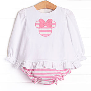 Mouse Memories Long Sleeve Diaper Set, Pink