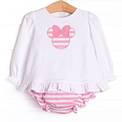 Mouse Memories Long Sleeve Diaper Set, Pink